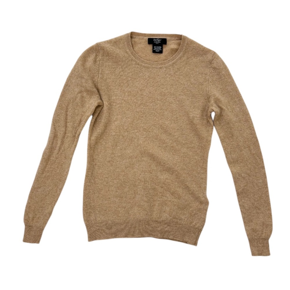 Lord & Taylor Beige Tan Cashmere Crew Neck Sweater